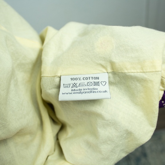 Emily & Fin Purple Floral Cotton Fit & Flare Dress M Lined Pockets Keyhole Back - Picture 9 of 10